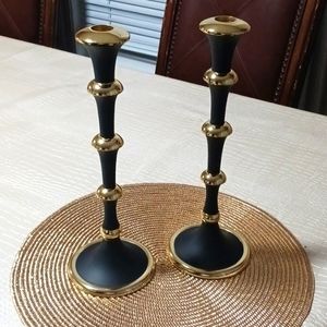 Set of 2 Candel holders black and gold